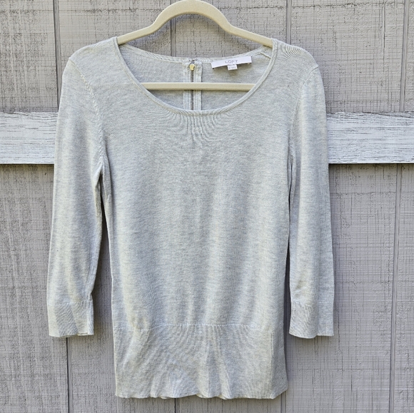LOFT Silk Basic Long Sleeve Blouse Casual Ribbed Long Sleeve Top XS - Picture 1 of 10